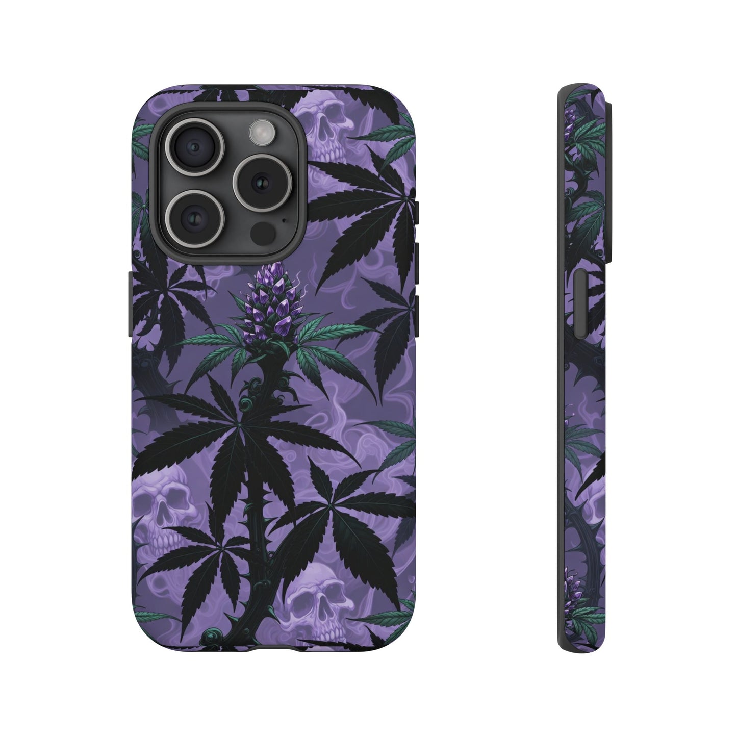 Purple Cannabis Skull Phone Case — Rugged Protective iPhone Cover
