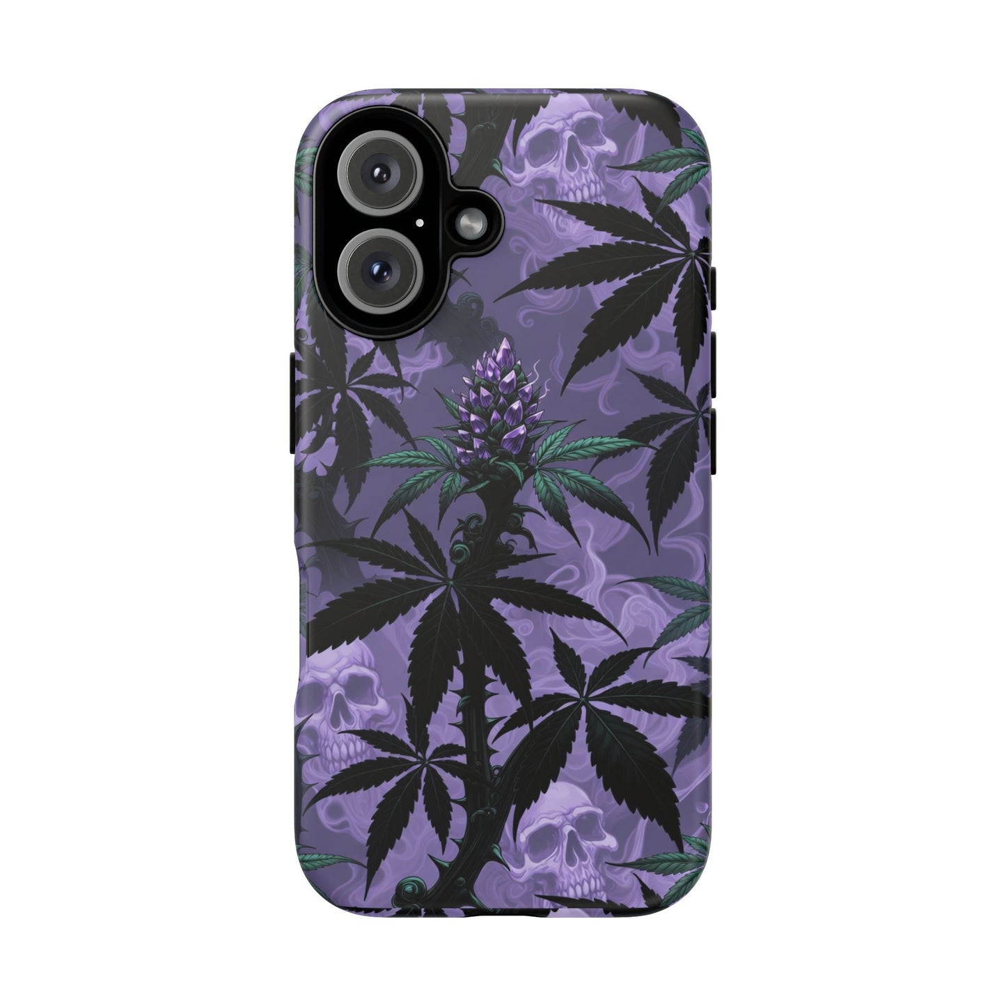 Purple Cannabis Skull Phone Case — Rugged Protective iPhone Cover