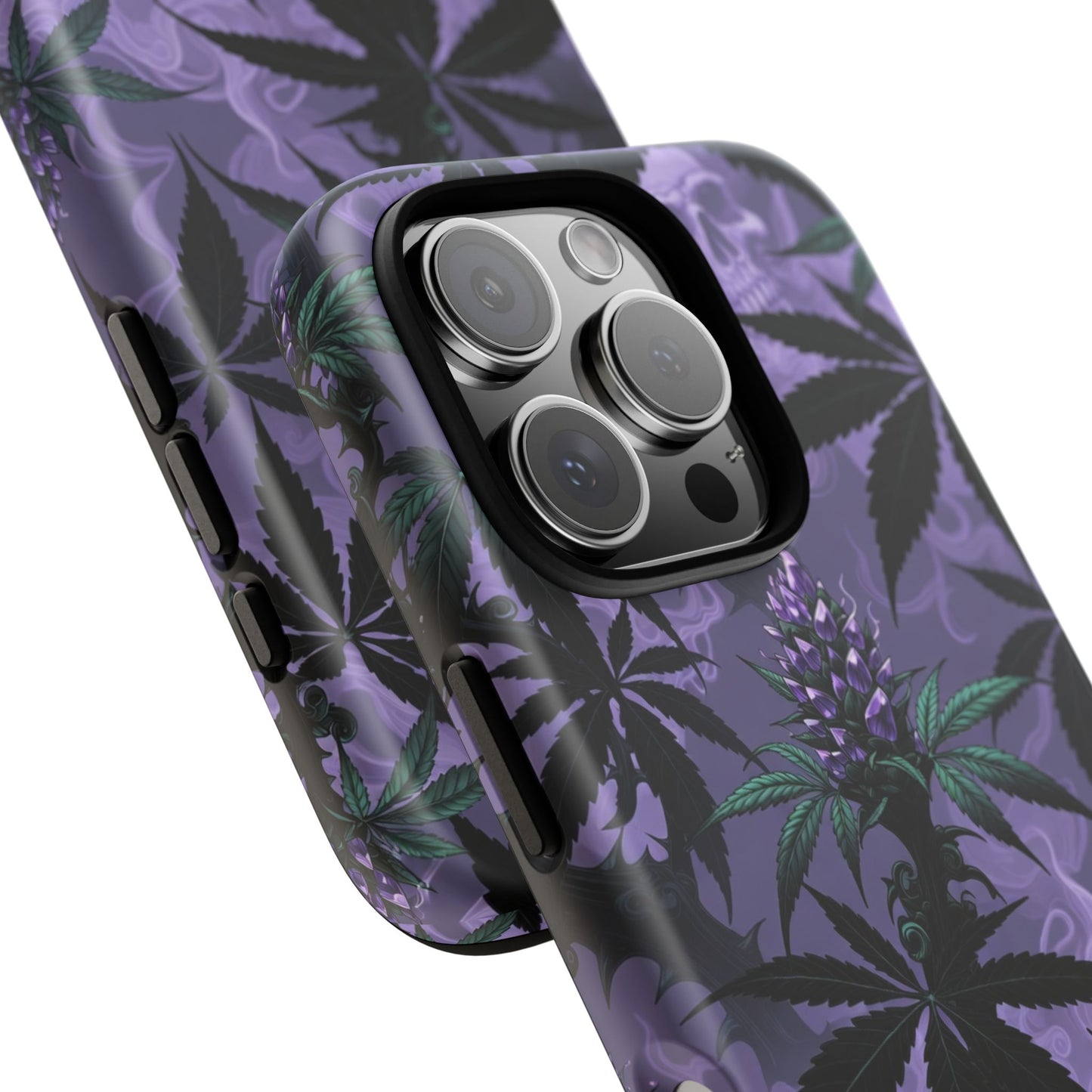 Purple Cannabis Skull Phone Case — Rugged Protective iPhone Cover