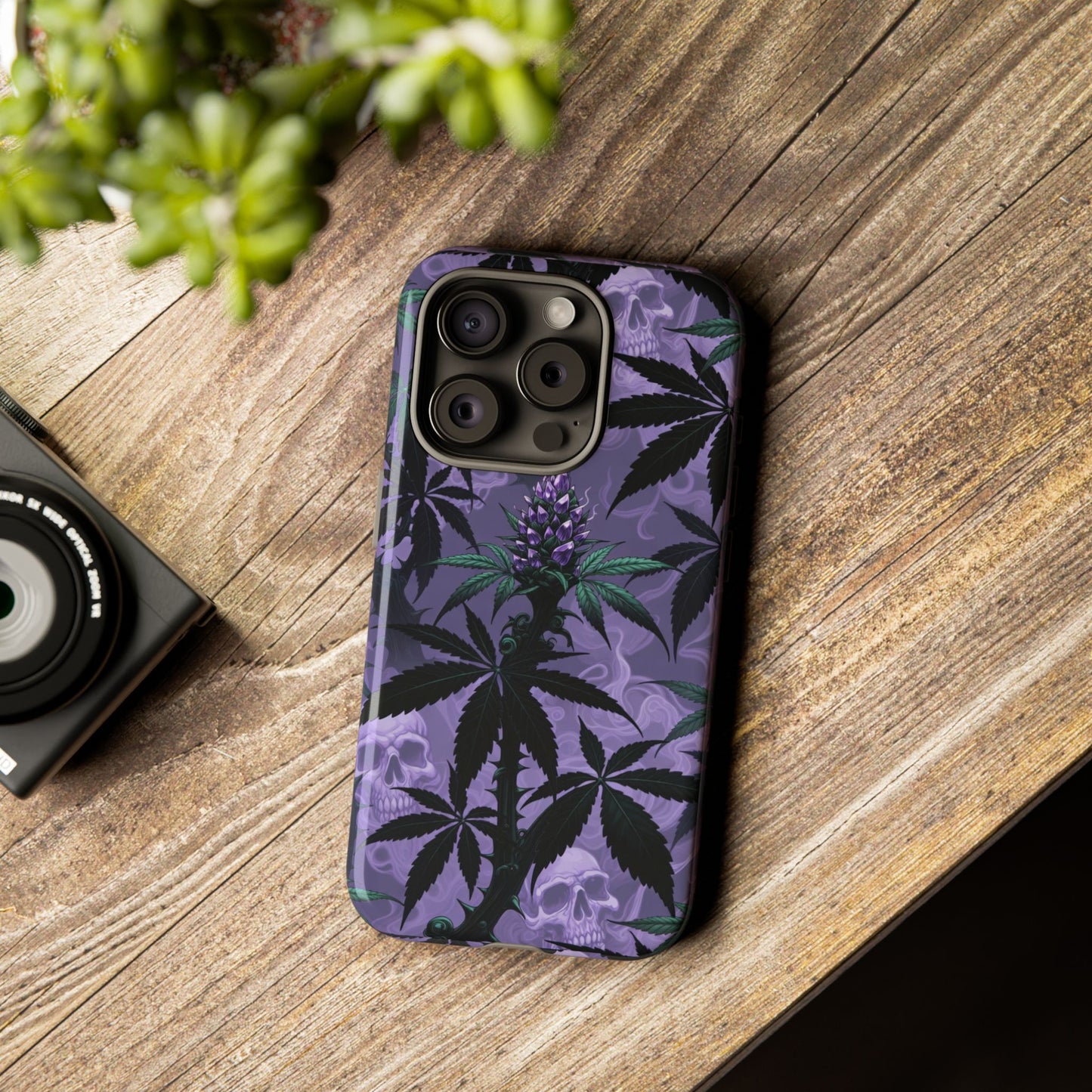 Purple Cannabis Skull Phone Case — Rugged Protective iPhone Cover