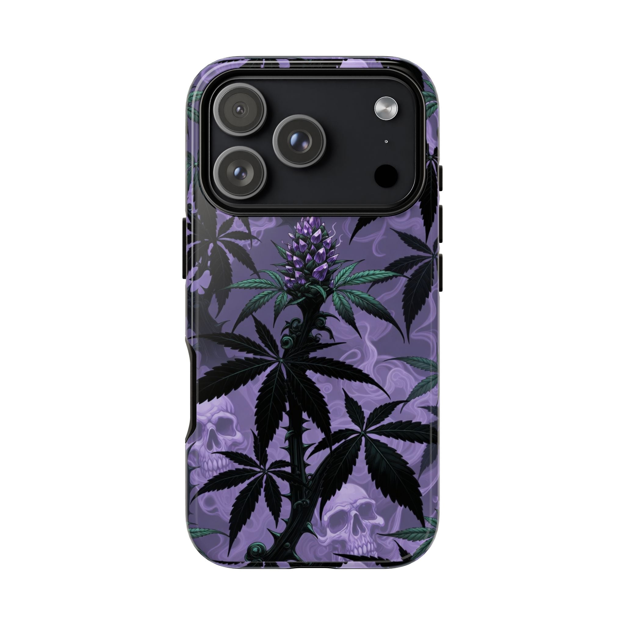 Purple Cannabis Skull Phone Case — Rugged Protective iPhone Cover