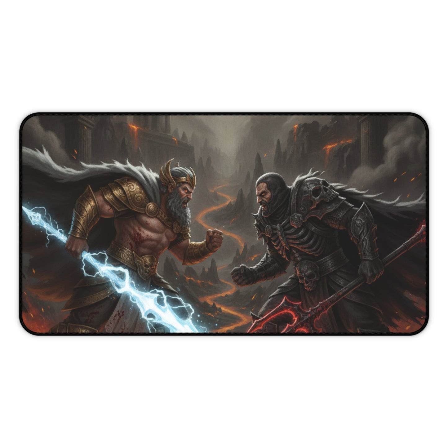 Epic Battle Gaming Desk Mat — Zeus vs Hades Mouse Pad