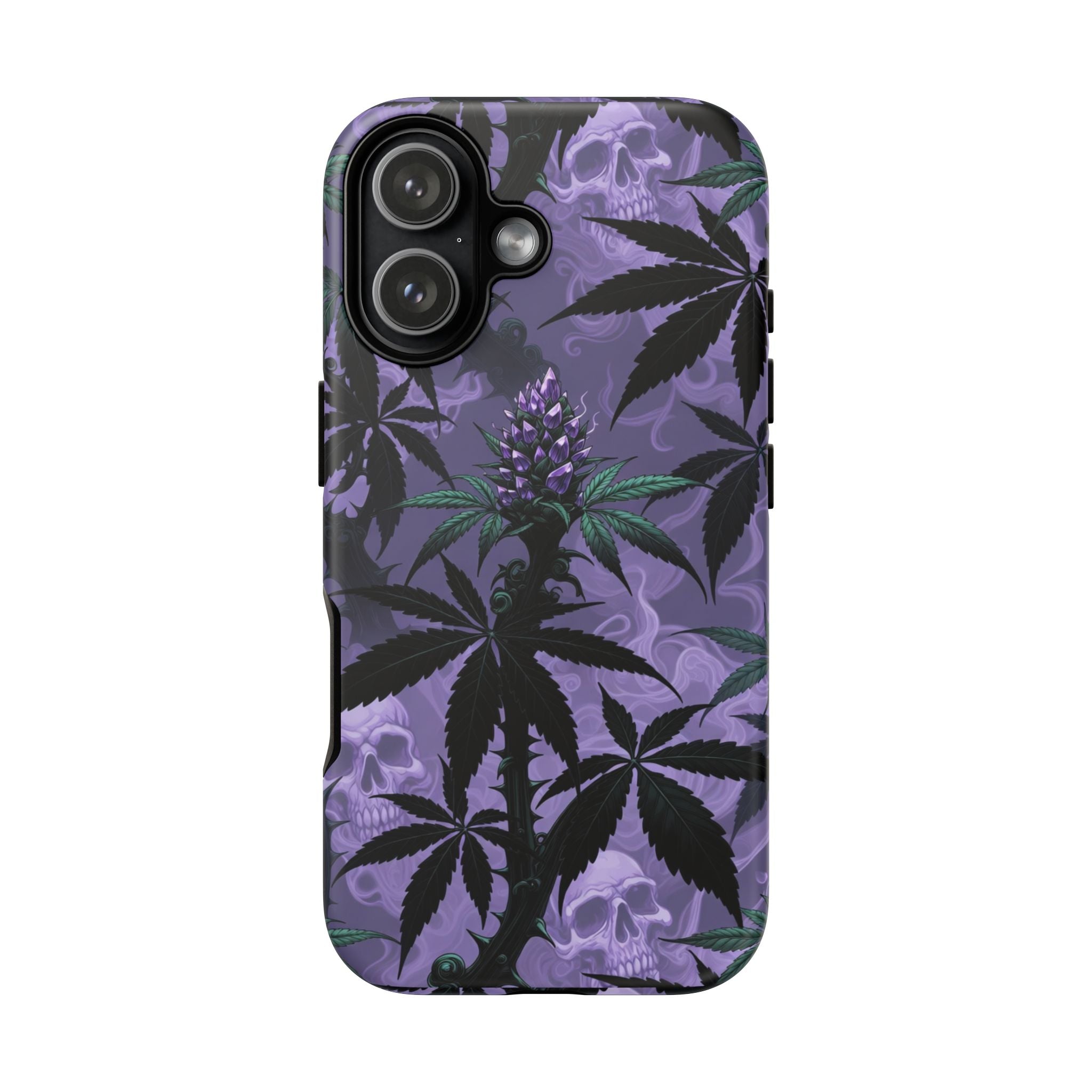 Purple Cannabis Skull Phone Case — Rugged Protective iPhone Cover