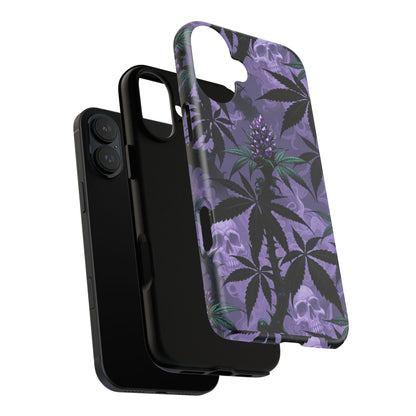 Purple Cannabis Skull Phone Case — Rugged Protective iPhone Cover