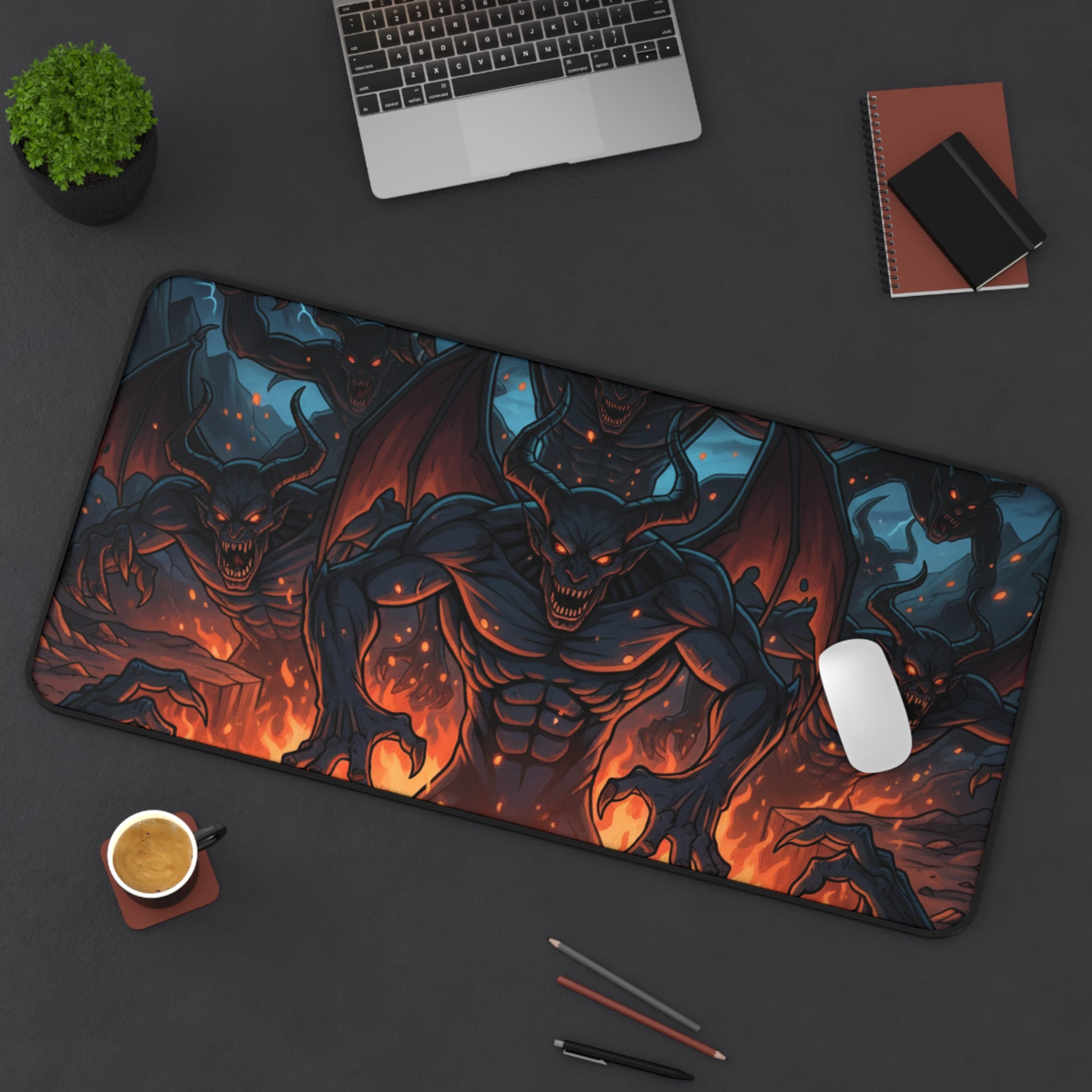 Demonic Inferno Desk Mat — Fiery Demon Gaming Mousepad