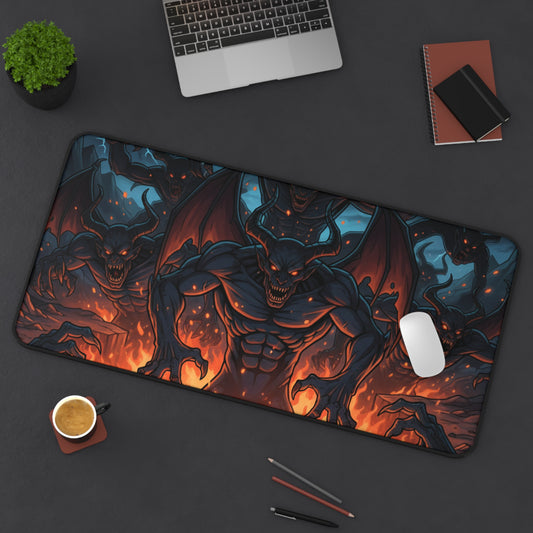 Demonic Inferno Desk Mat — Fiery Demon Gaming Mousepad