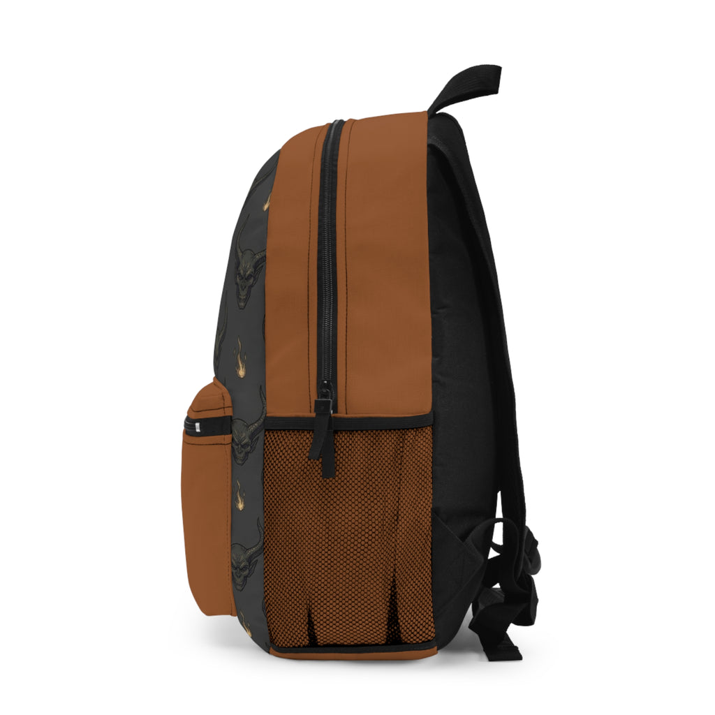 Bull Skull Flame Backpack — Gothic Boho Daypack for Students & Travelers