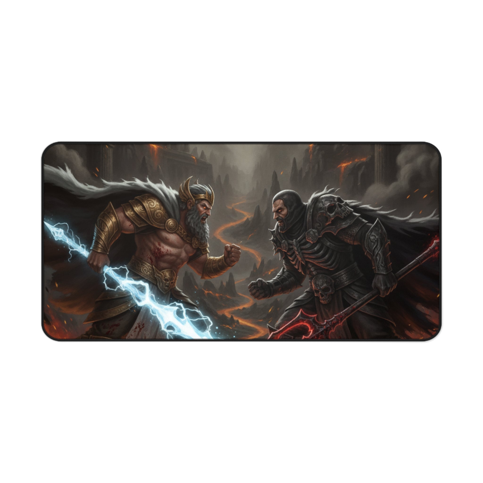 Epic Battle Gaming Desk Mat — Zeus vs Hades Mouse Pad