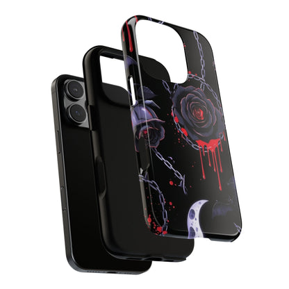 Phone Case — Gothic Dripping Black Rose & Moon Protective Case