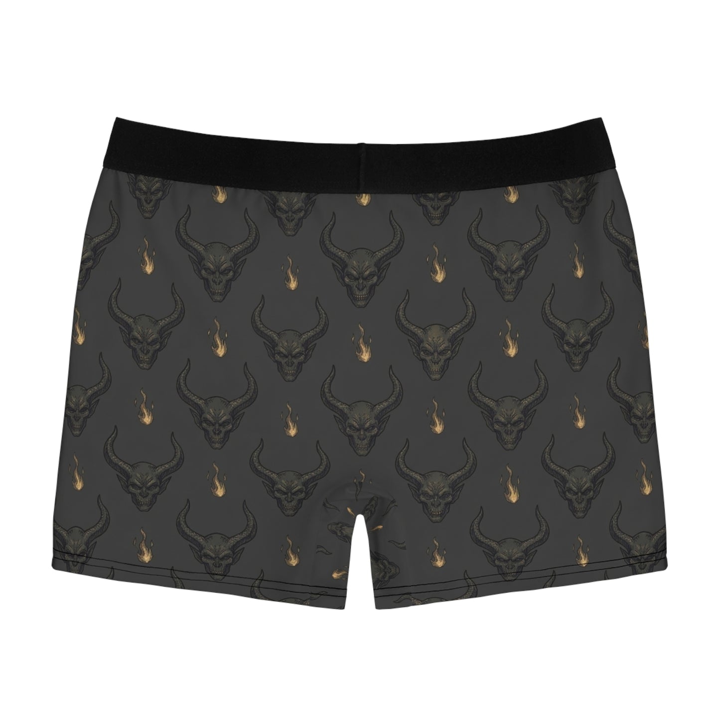 Skull Horns Boxer Briefs — Dark Gothic All-Over Print Men's Underwear