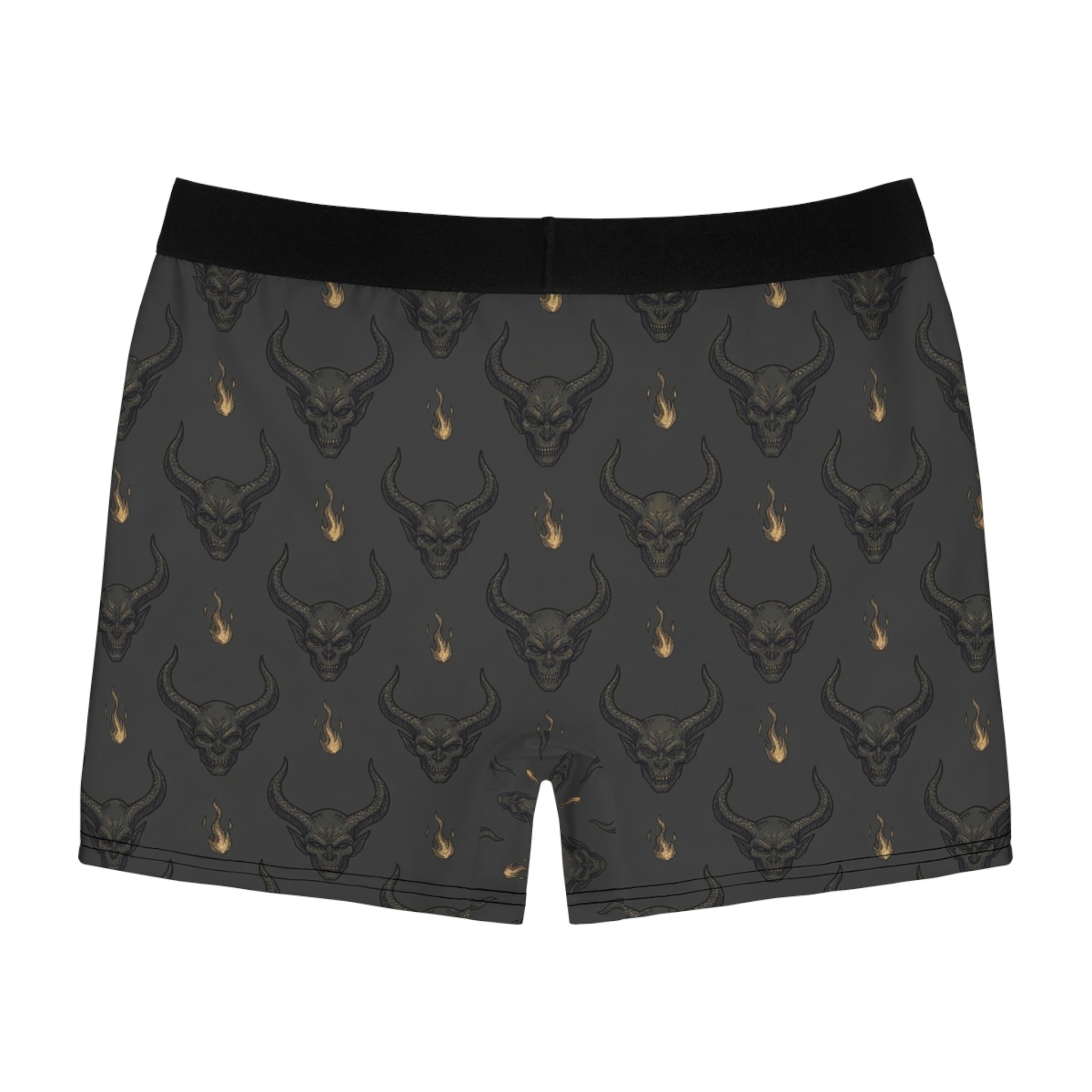 Skull Horns Boxer Briefs — Dark Gothic All-Over Print Men's Underwear