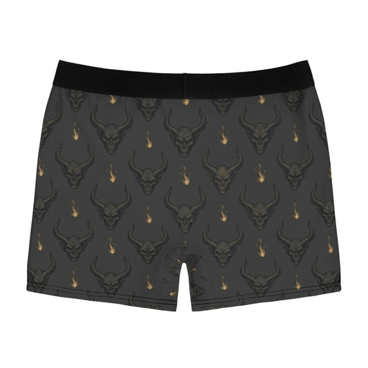 Skull Horns Boxer Briefs — Dark Gothic All-Over Print Men's Underwear