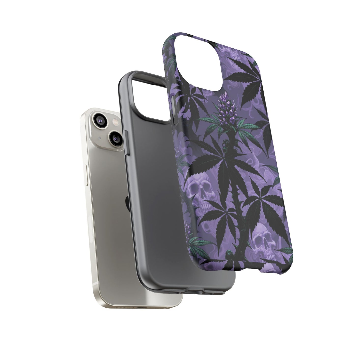 Purple Cannabis Skull Phone Case — Rugged Protective iPhone Cover