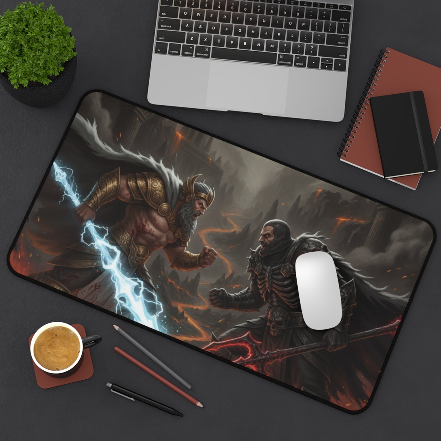 Epic Battle Gaming Desk Mat — Zeus vs Hades Mouse Pad