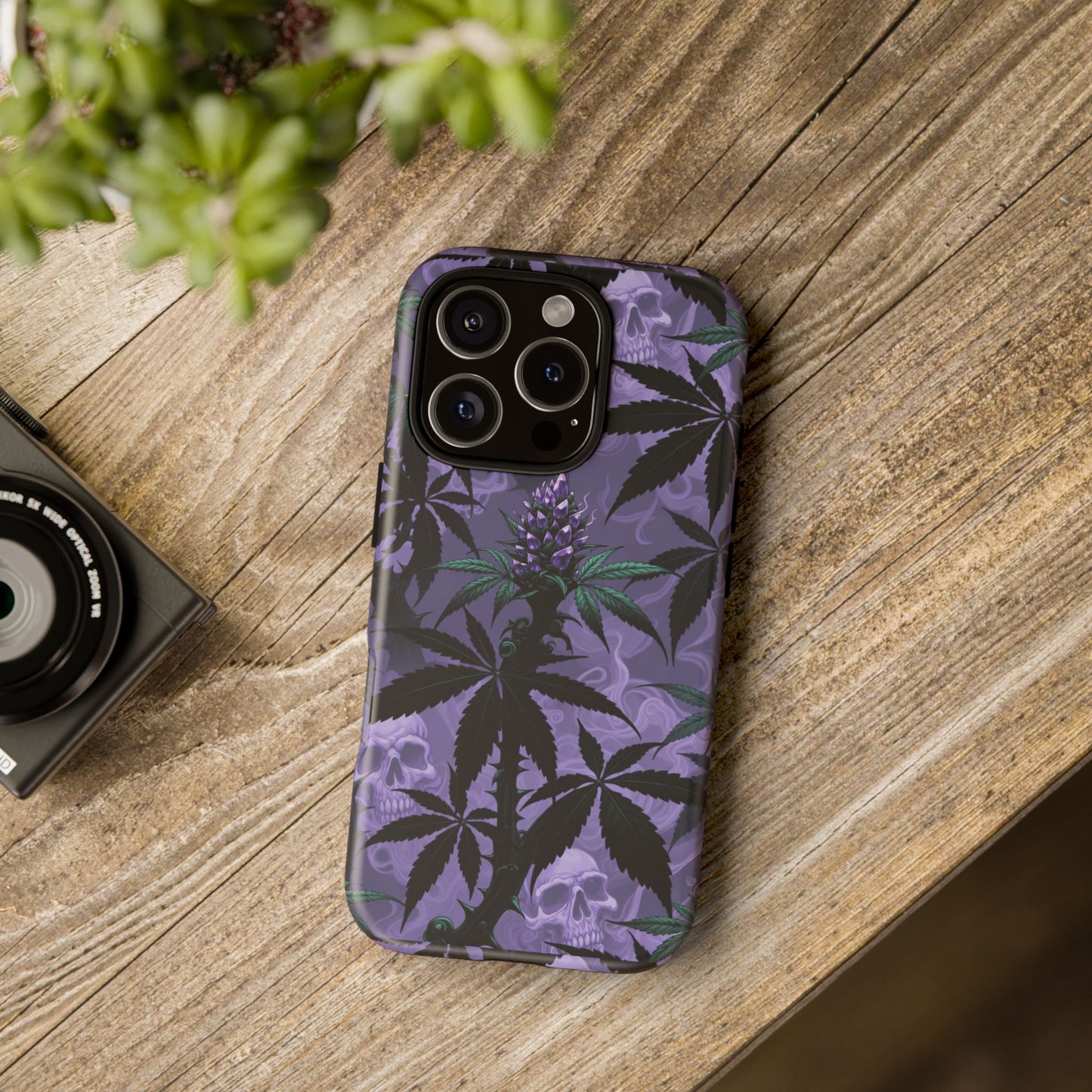 Purple Cannabis Skull Phone Case — Rugged Protective iPhone Cover