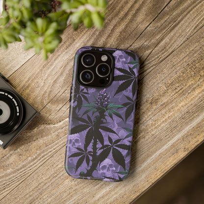 Purple Cannabis Skull Phone Case — Rugged Protective iPhone Cover