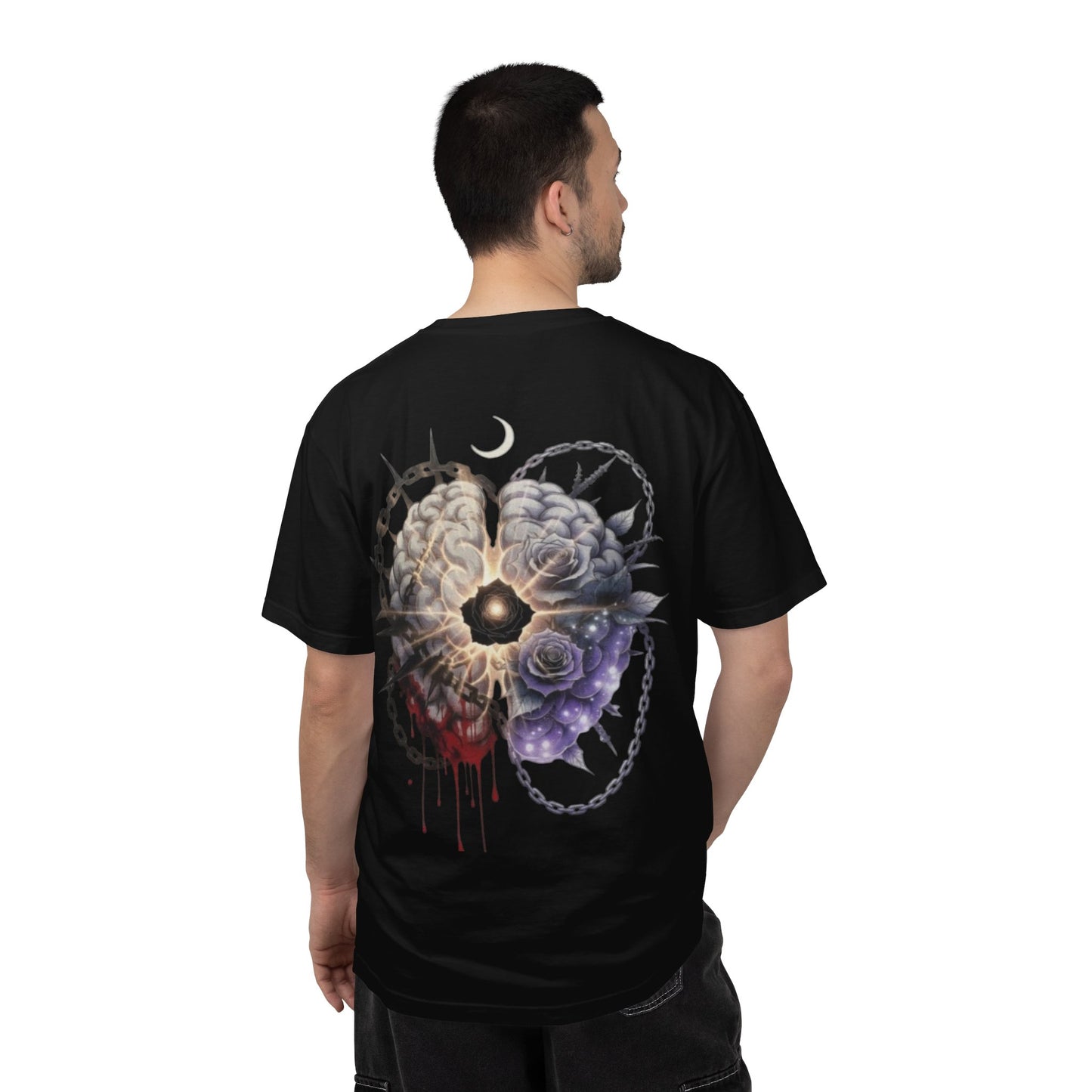 The Cracks Are Where the Light Enters T-Shirt — Gothic Brain Heart Art Tee