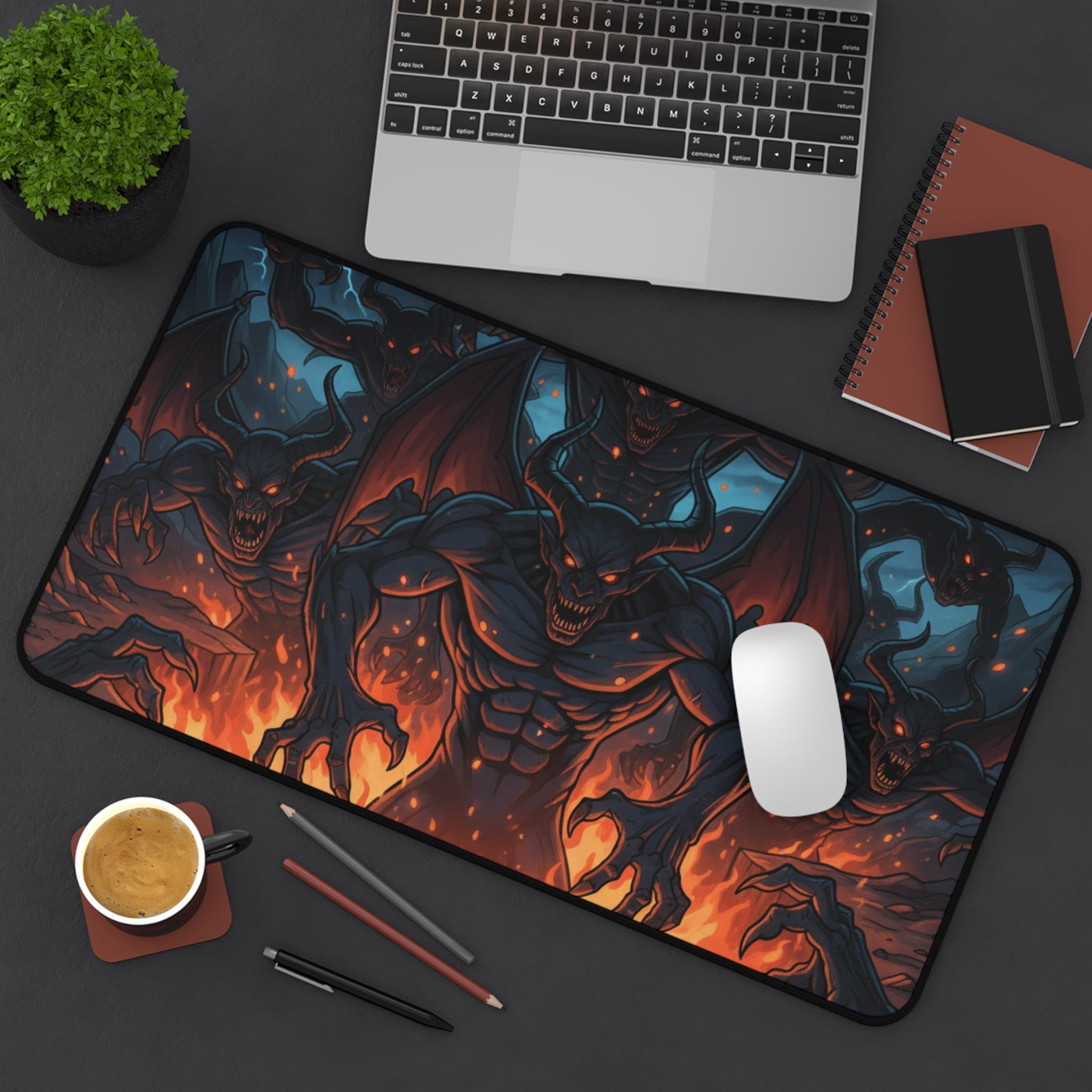 Demonic Inferno Desk Mat — Fiery Demon Gaming Mousepad