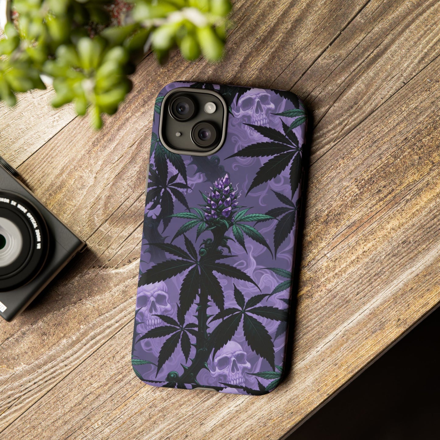 Purple Cannabis Skull Phone Case — Rugged Protective iPhone Cover