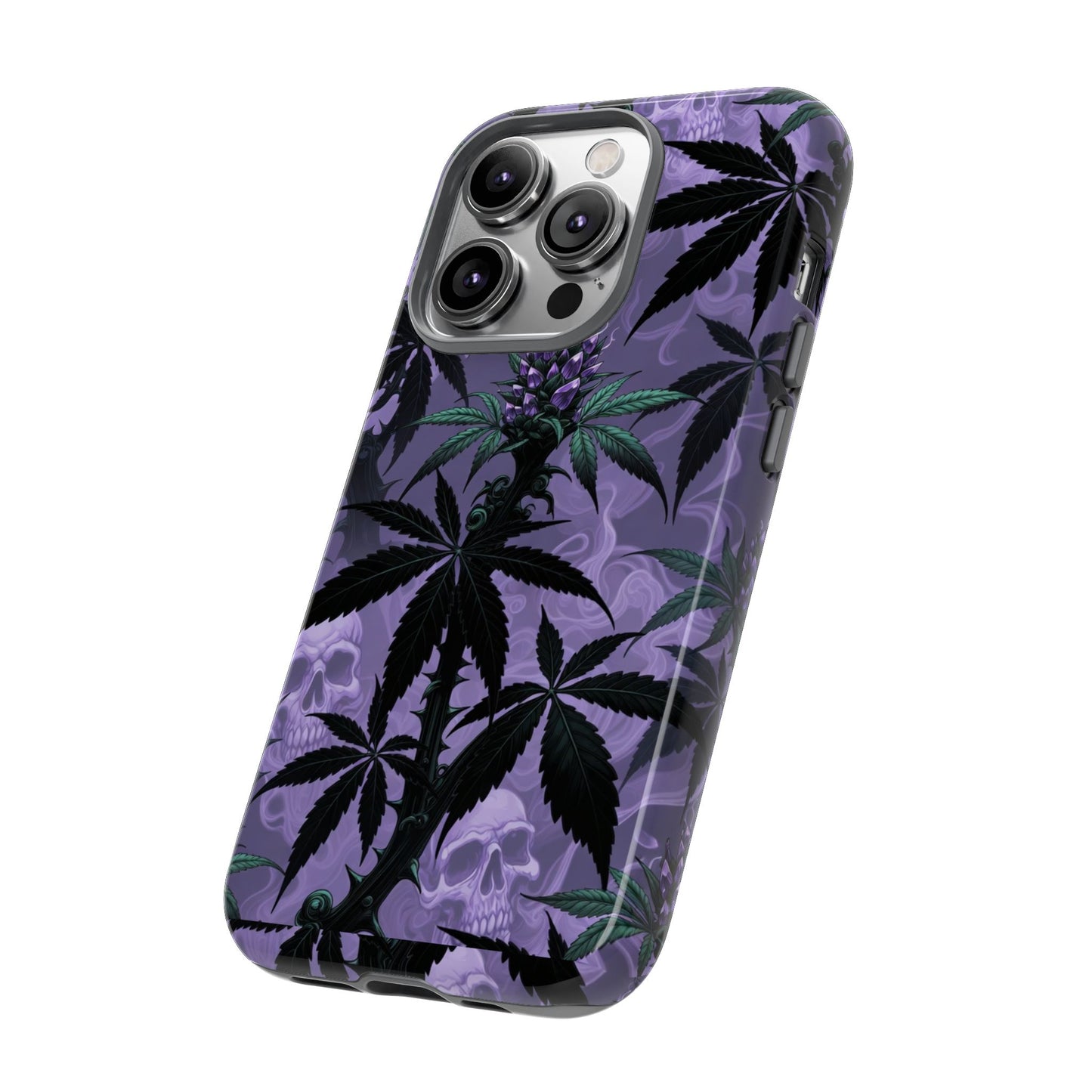 Purple Cannabis Skull Phone Case — Rugged Protective iPhone Cover