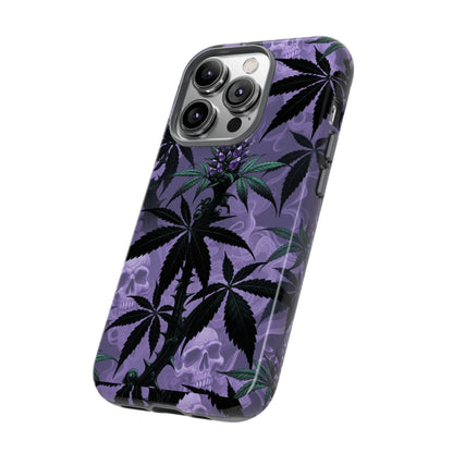 Purple Cannabis Skull Phone Case — Rugged Protective iPhone Cover
