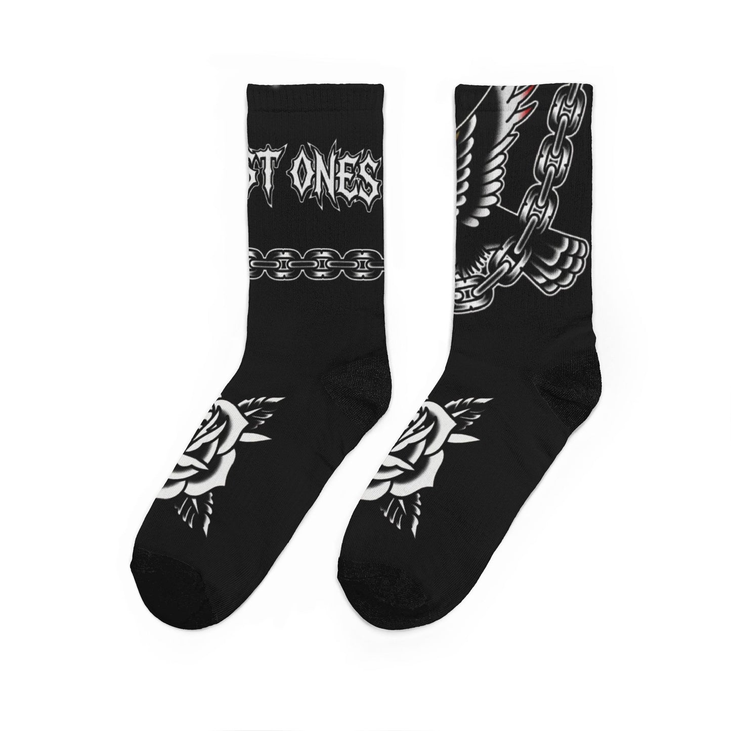 Gothic Raven & Rose Crew Socks — 'The Lost Ones' Graphic