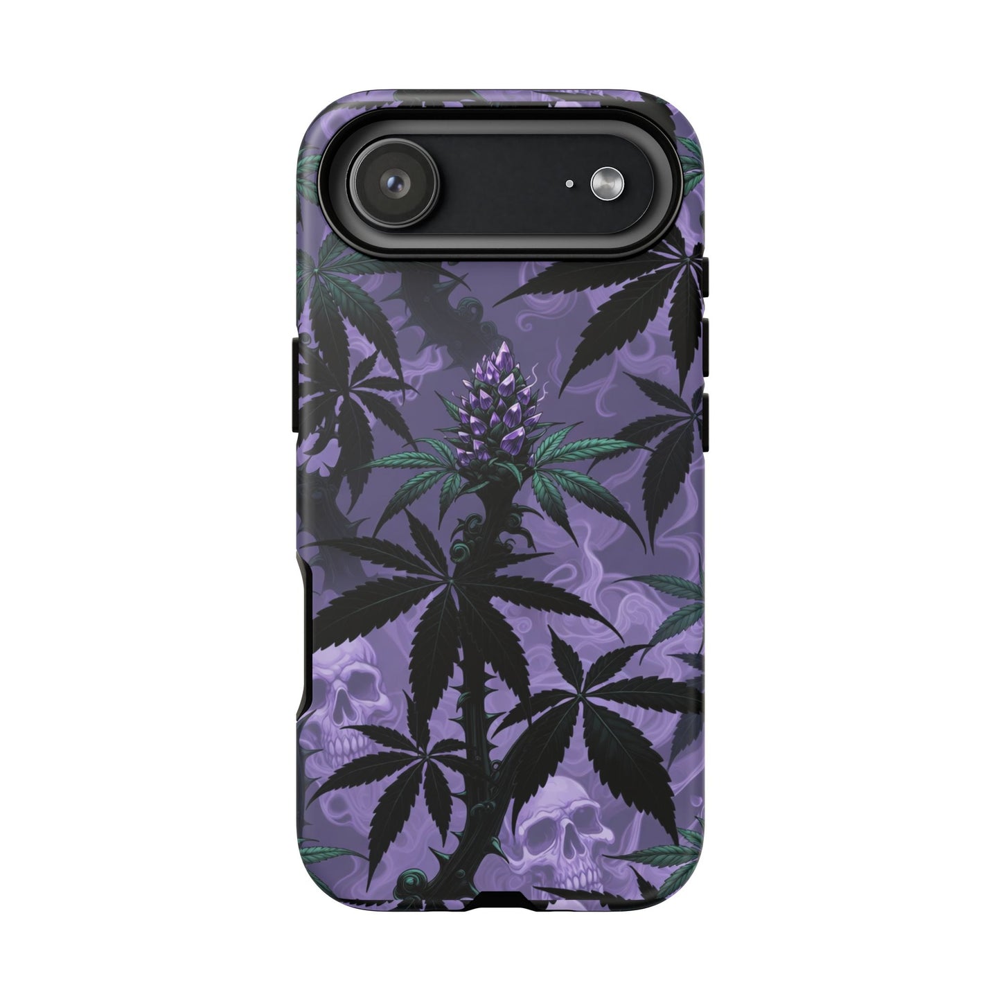 Purple Cannabis Skull Phone Case — Rugged Protective iPhone Cover