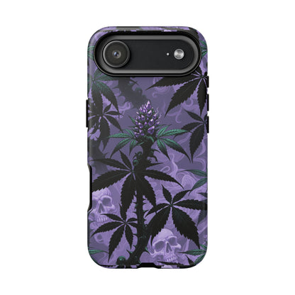 Purple Cannabis Skull Phone Case — Rugged Protective iPhone Cover