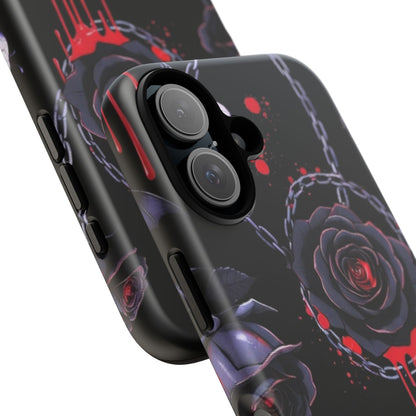 Phone Case — Gothic Dripping Black Rose & Moon Protective Case
