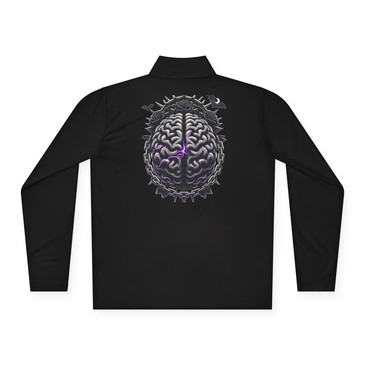 Quarter-Zip Pullover — Purple Lightning Brain Graphic