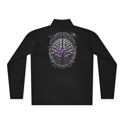 Quarter-Zip Pullover — Purple Lightning Brain Graphic