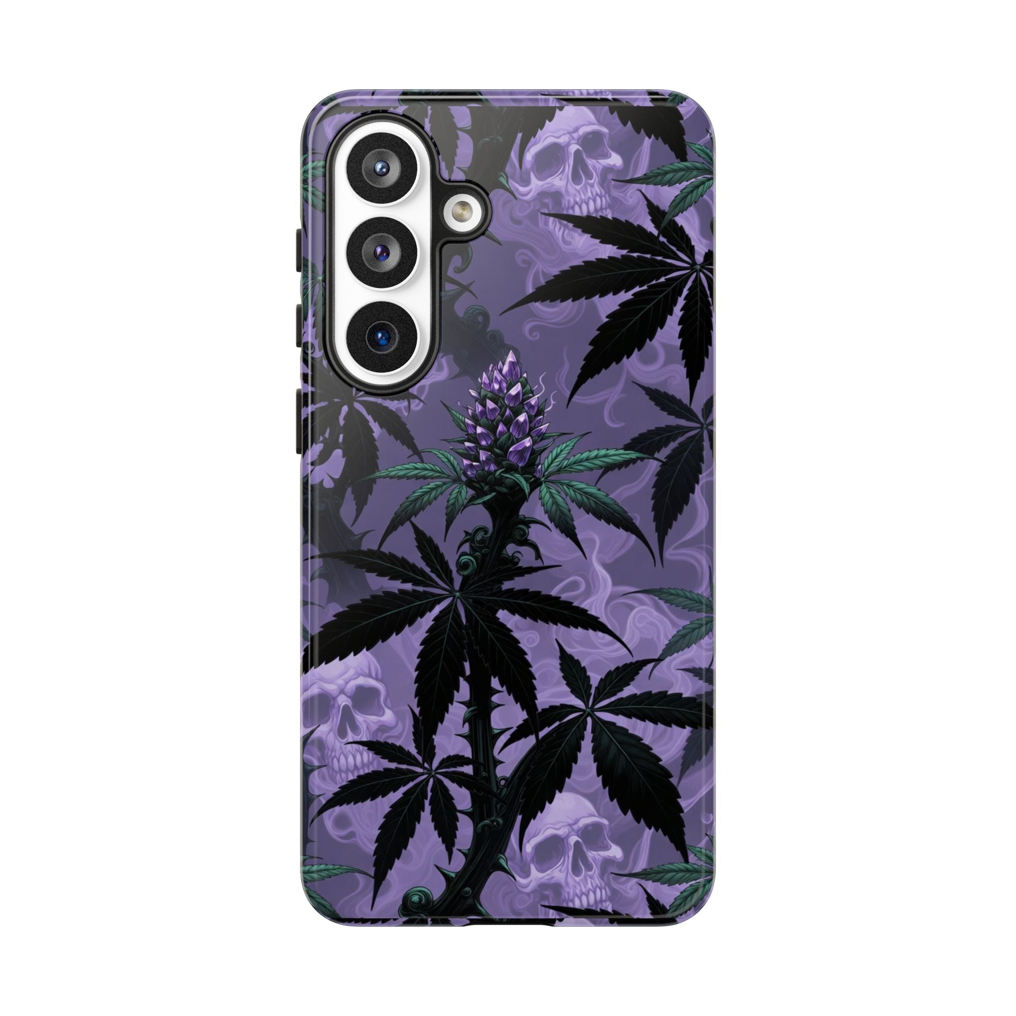 Purple Cannabis Skull Phone Case — Rugged Protective iPhone Cover