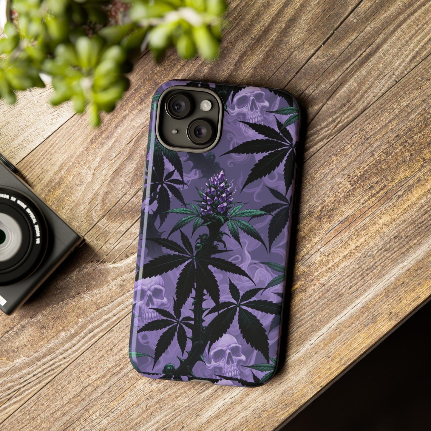 Purple Cannabis Skull Phone Case — Rugged Protective iPhone Cover