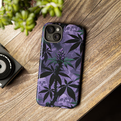 Purple Cannabis Skull Phone Case — Rugged Protective iPhone Cover