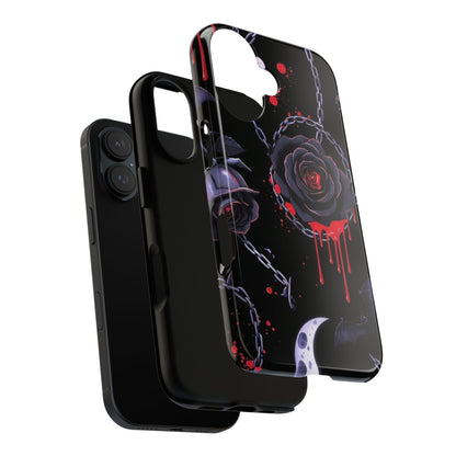 Phone Case — Gothic Dripping Black Rose & Moon Protective Case
