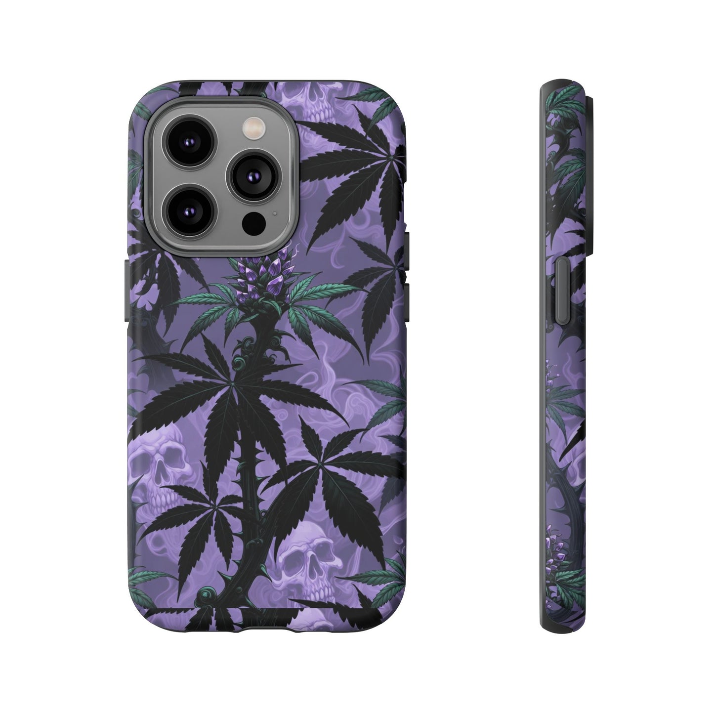 Purple Cannabis Skull Phone Case — Rugged Protective iPhone Cover