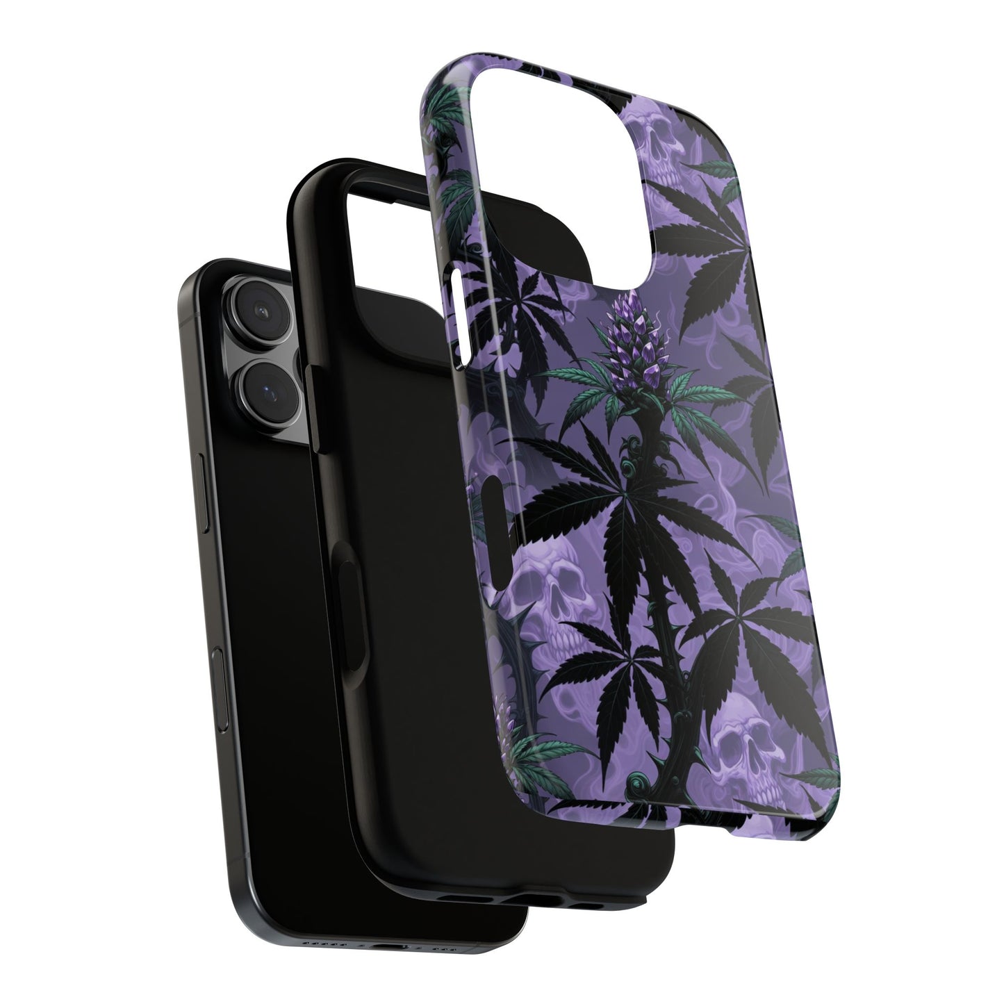 Purple Cannabis Skull Phone Case — Rugged Protective iPhone Cover