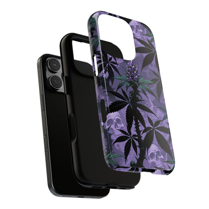 Purple Cannabis Skull Phone Case — Rugged Protective iPhone Cover