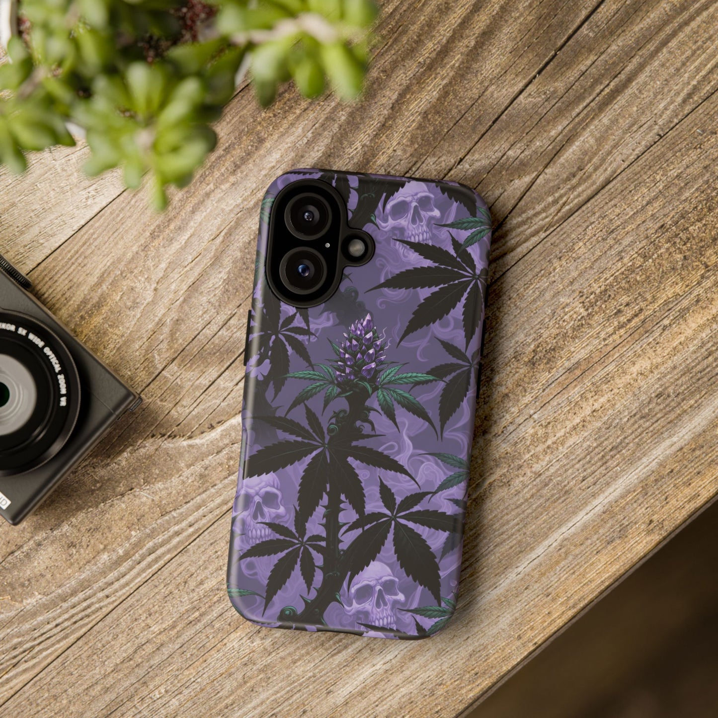Purple Cannabis Skull Phone Case — Rugged Protective iPhone Cover