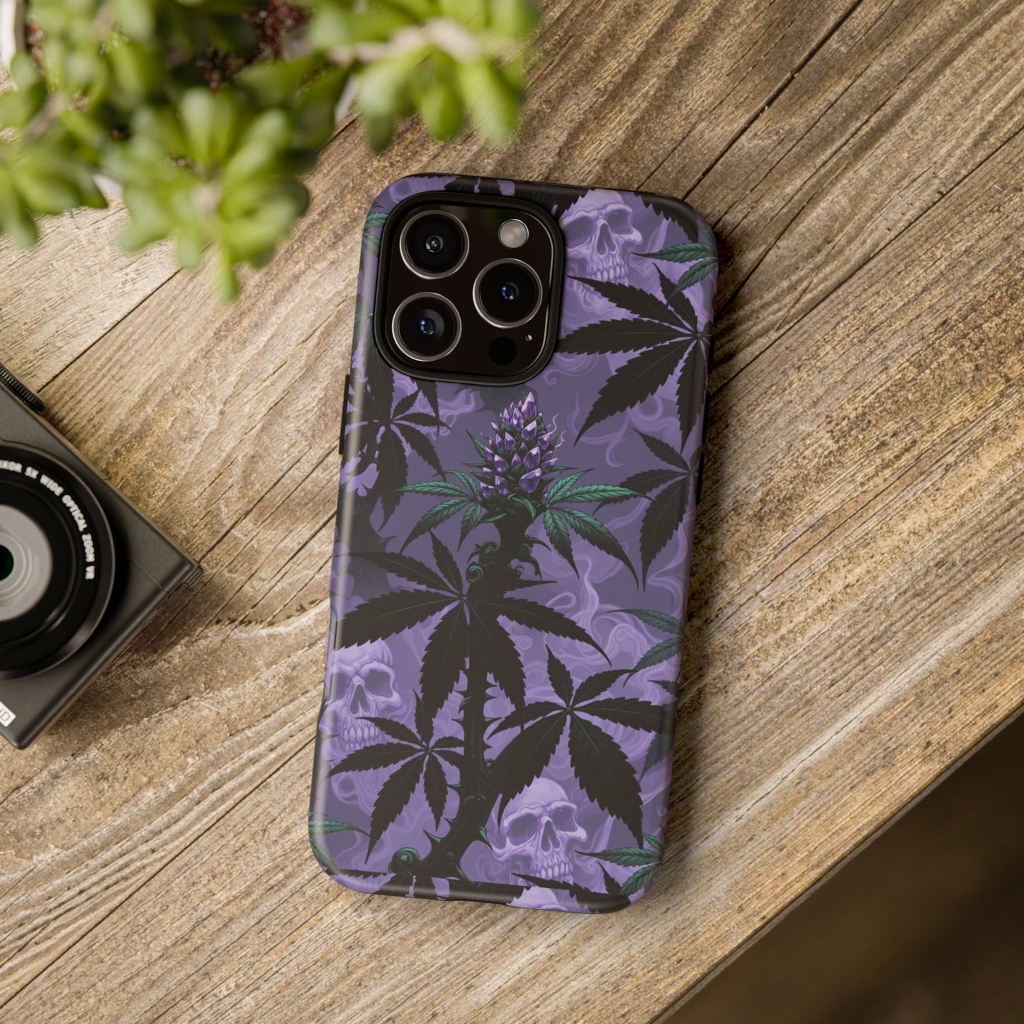 Purple Cannabis Skull Phone Case — Rugged Protective iPhone Cover