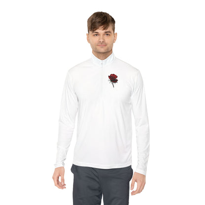 Quarter-Zip Pullover — Gothic Rose & Raven Embroidered Pullover