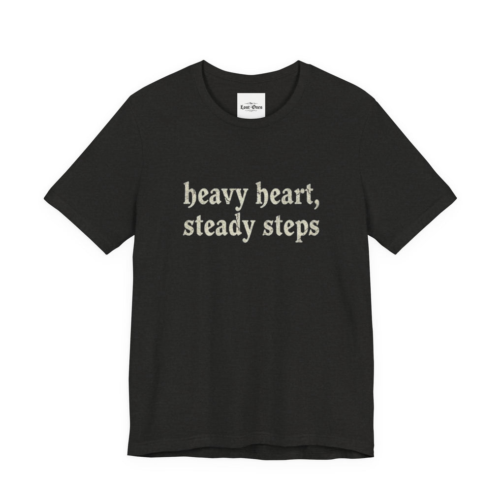 Heavy Heart Steady Steps Tee — Moody Illustration Graphic T‑Shirt