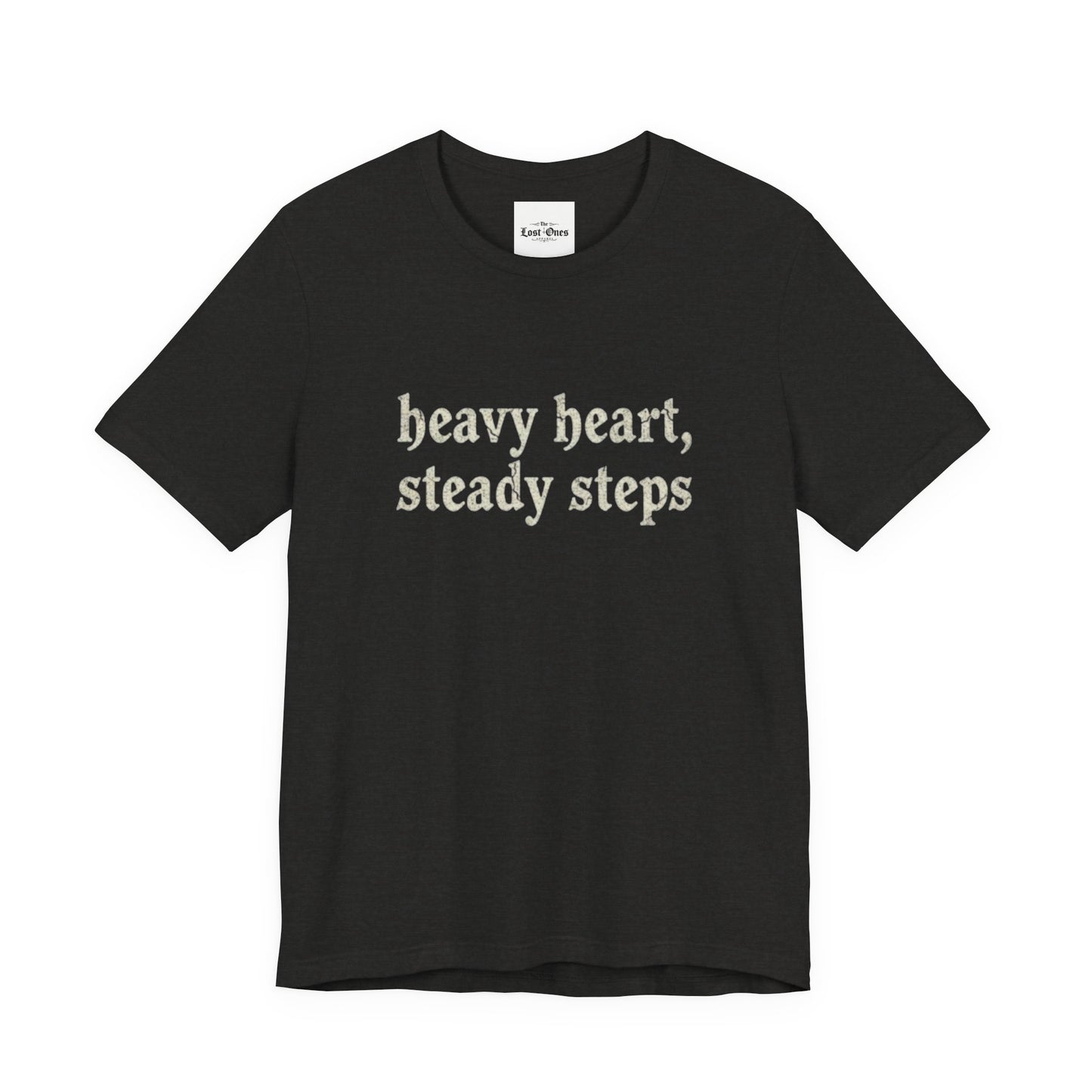 Heavy Heart Steady Steps Tee — Moody Illustration Graphic T‑Shirt