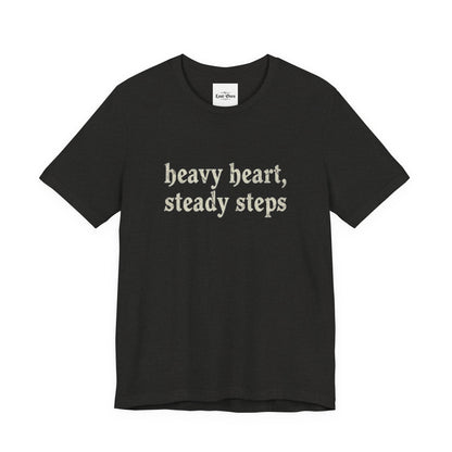 Heavy Heart Steady Steps Tee — Moody Illustration Graphic T‑Shirt