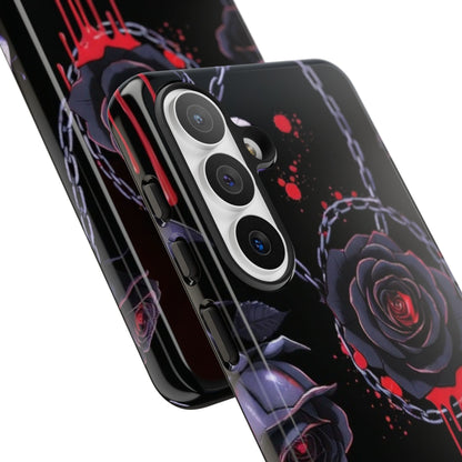 Phone Case — Gothic Dripping Black Rose & Moon Protective Case