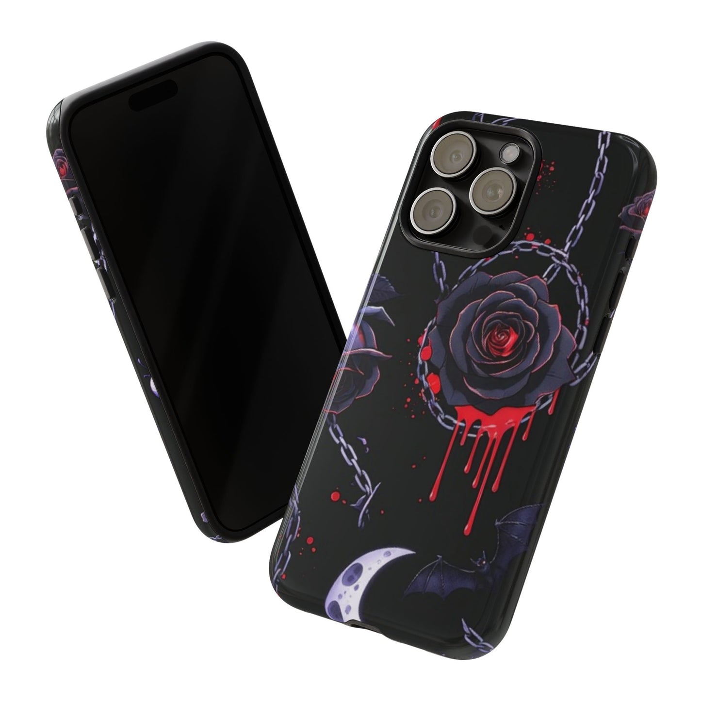 Phone Case — Gothic Dripping Black Rose & Moon Protective Case