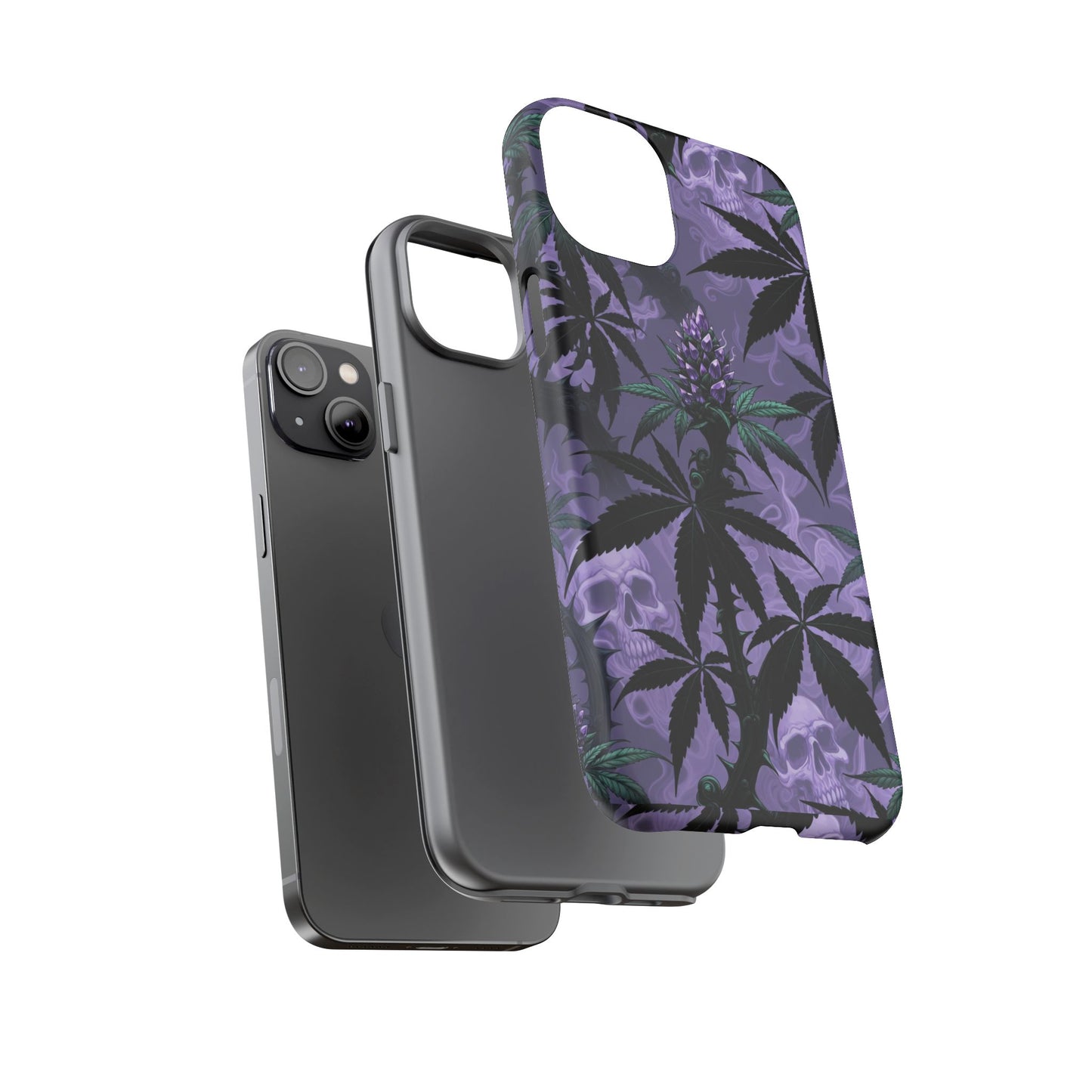 Purple Cannabis Skull Phone Case — Rugged Protective iPhone Cover