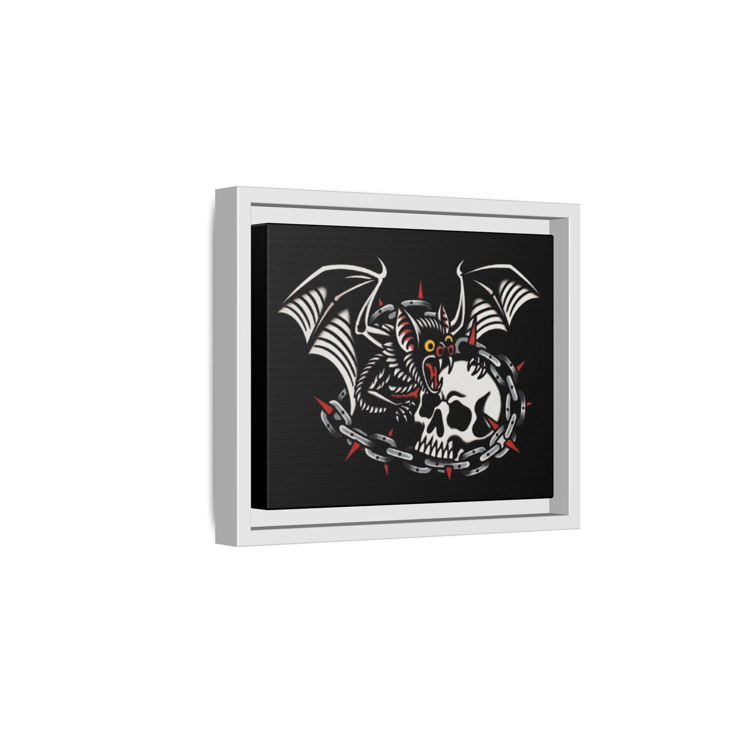 Gothic Bat & Skull Framed Matte Canvas Art