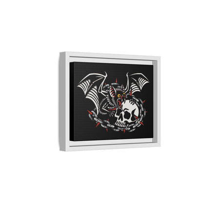 Gothic Bat & Skull Framed Matte Canvas Art