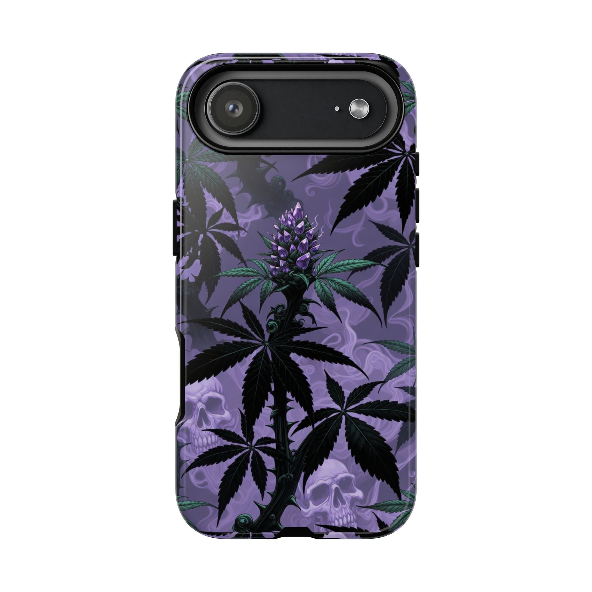 Purple Cannabis Skull Phone Case — Rugged Protective iPhone Cover